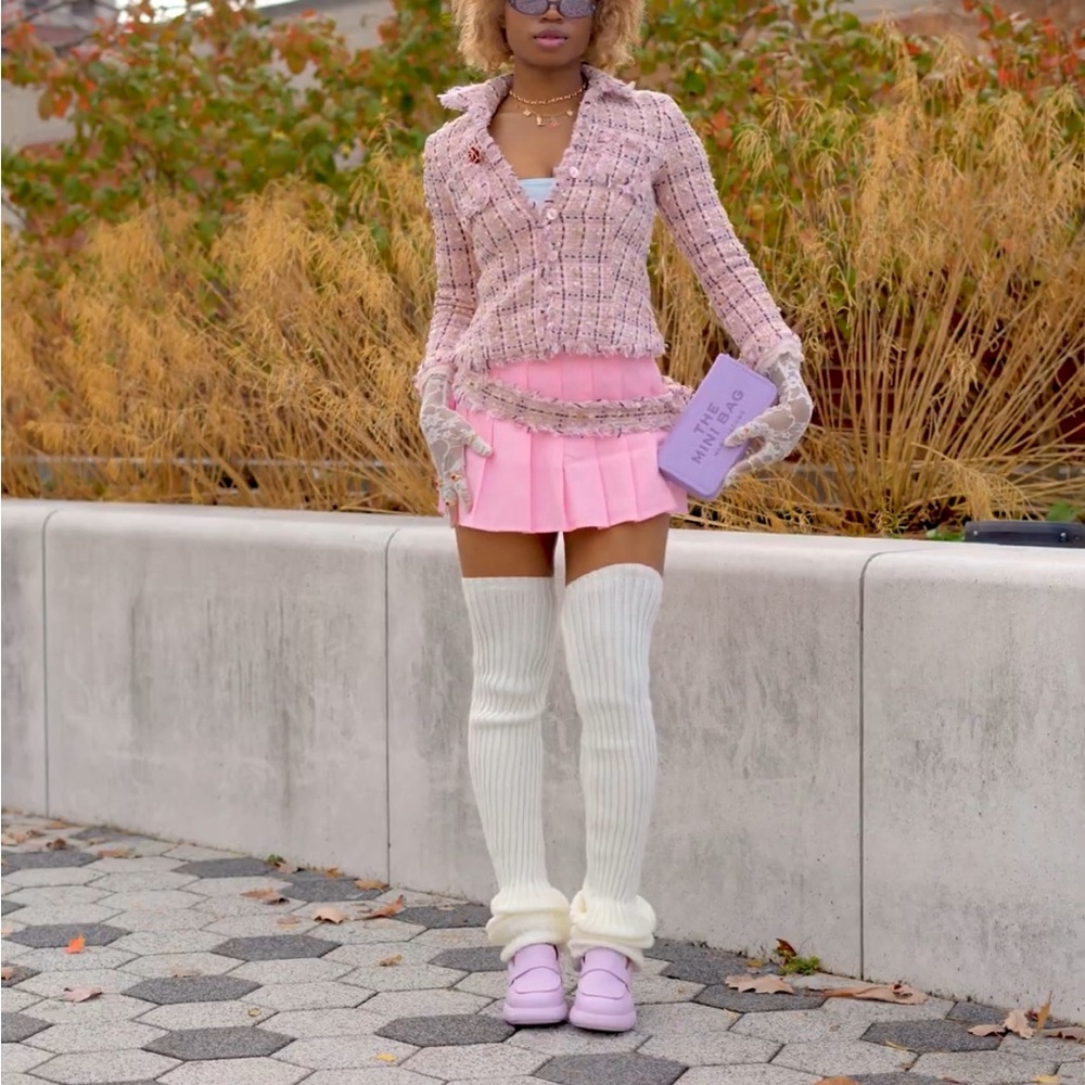 vintage pink cropped tweed jacket & belt